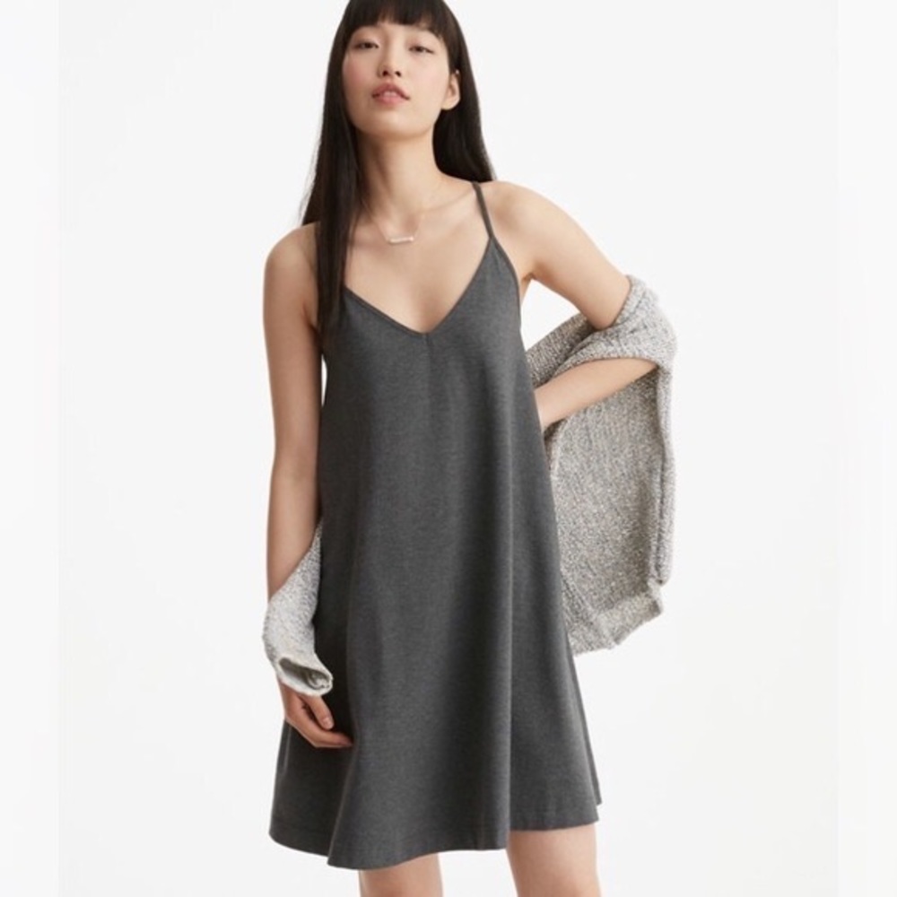 Lou & Grey gray jersey swing dress v neck spaghetti